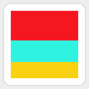 A marvelous jumble of Cherry Red, Barbie Pink, Golden Yellow and Bright Light Blue stripes. Sticker